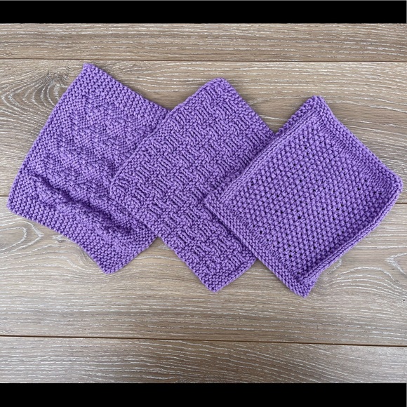 Set of 3 Handmade Lilac Purple Shade Dishcloths - Picture 2 of 8